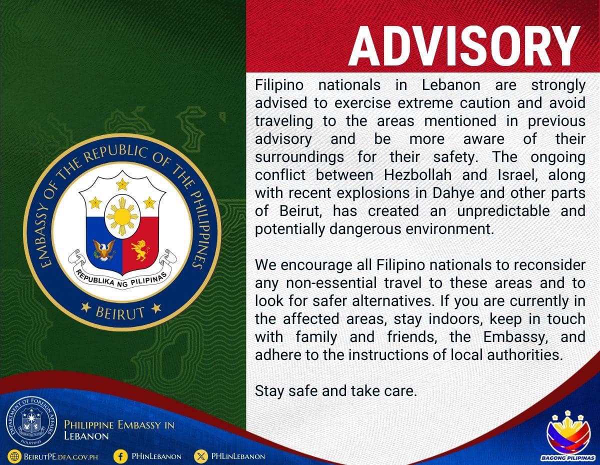 Advisory in relation to the current situation