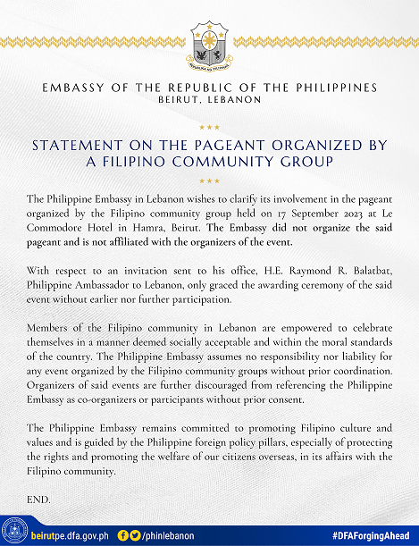 Statements on FilCom Pageant